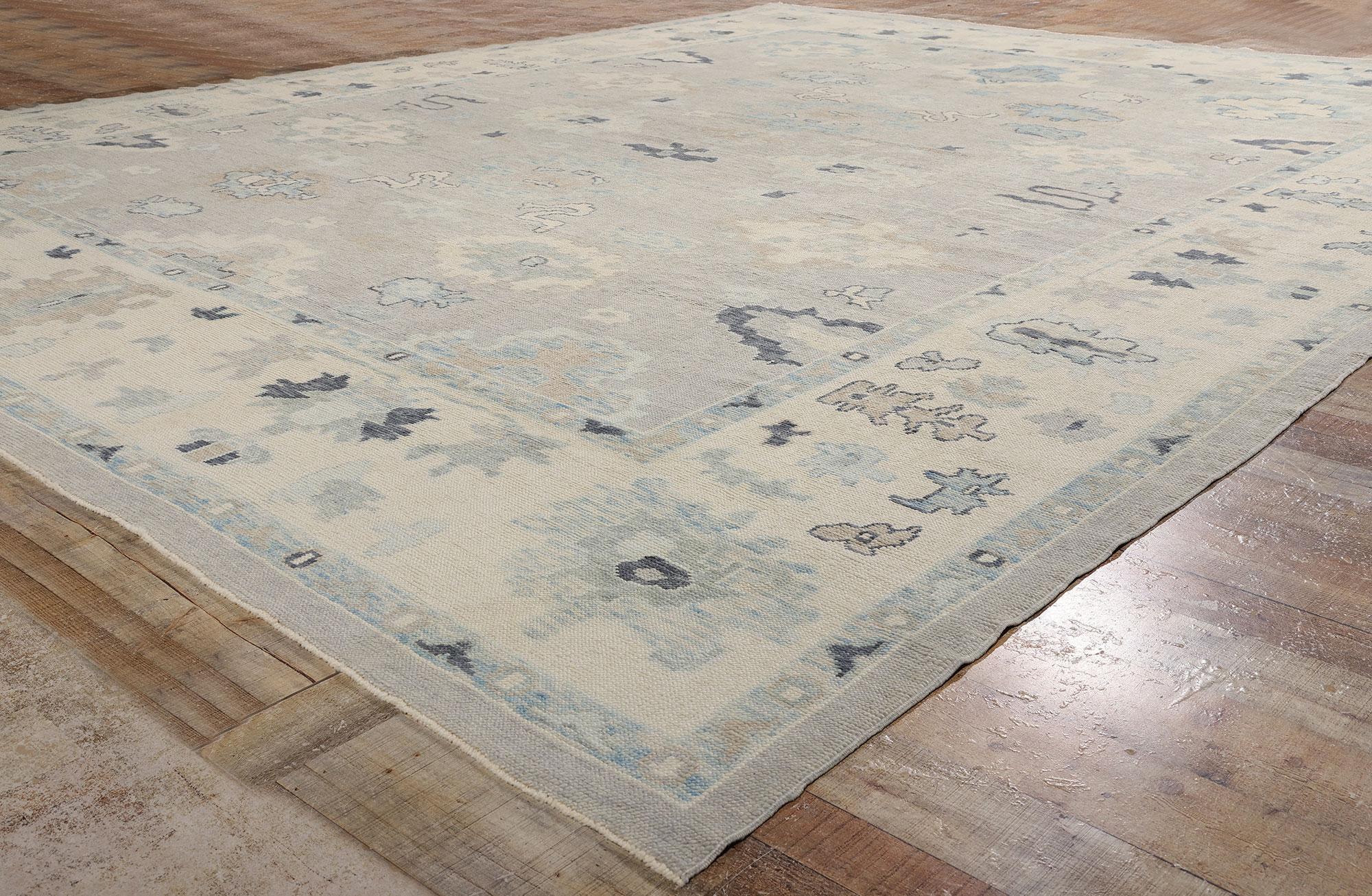 New Modern Gray Turkish Oushak Carpet with Contemporary Style For Sale 2