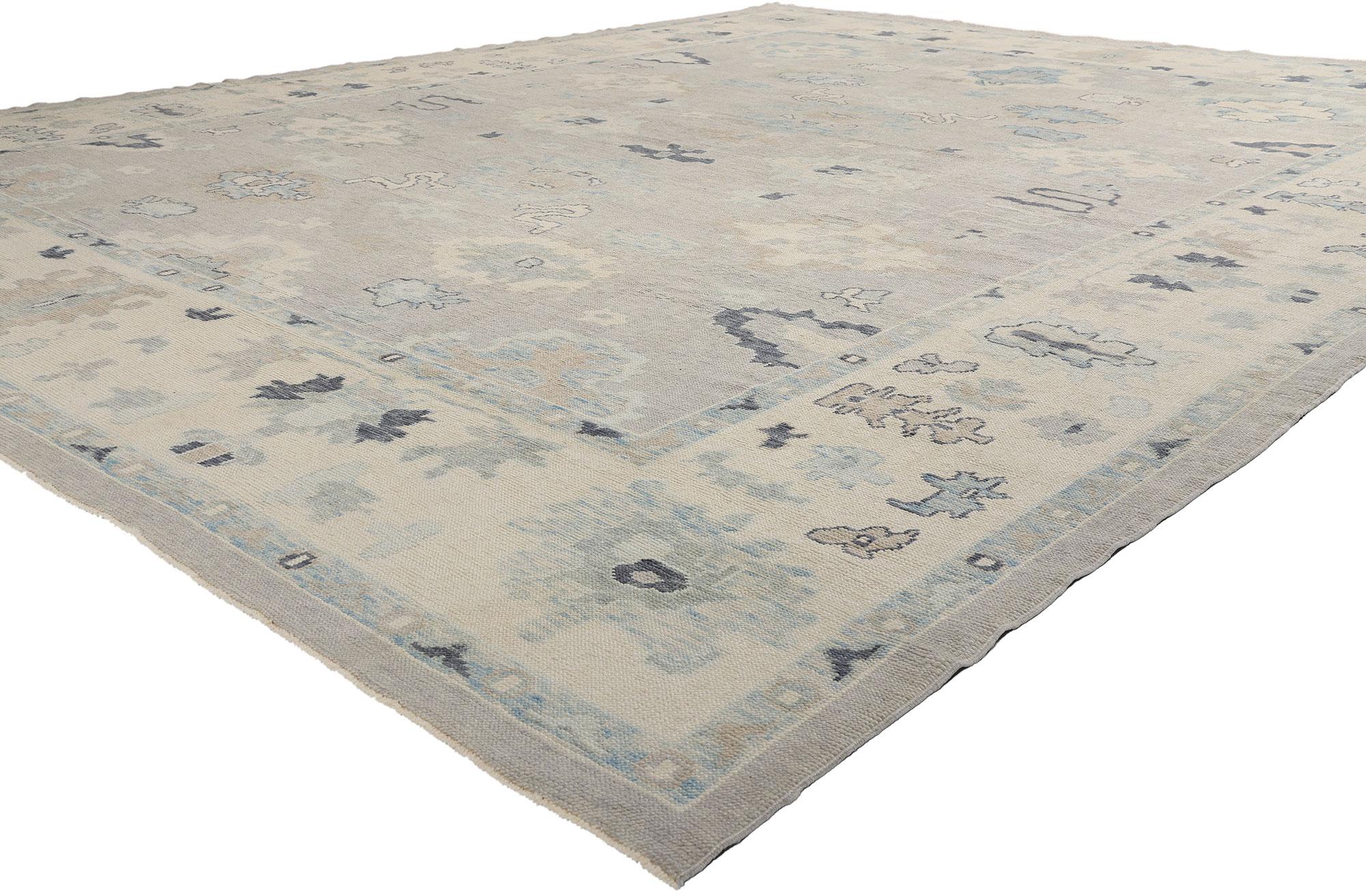 New Modern Gray Turkish Oushak Carpet with Contemporary Style For Sale 3