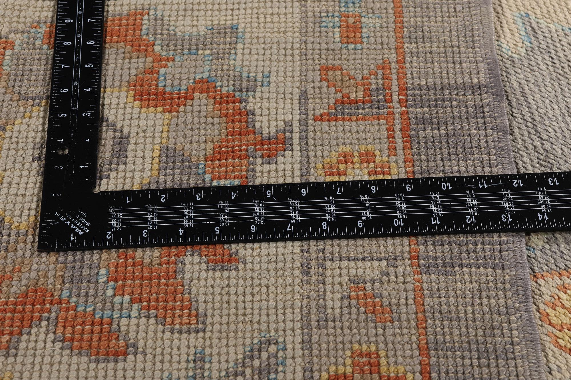 New Modern Gray Turkish Oushak Carpet with Transitional Style For Sale 6