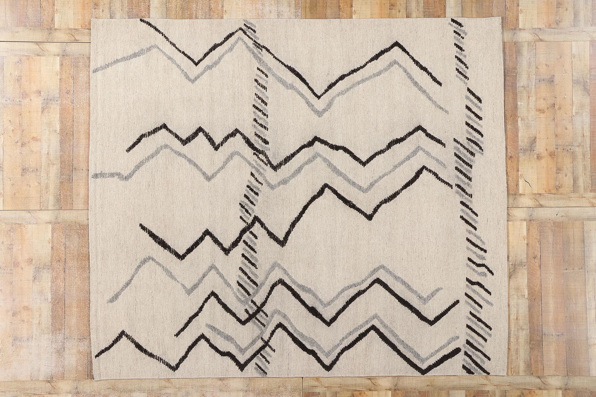 New Modern High-Low Moroccan Rug, Tribal Allure Meets Contemporary Abstract Art im Angebot 1