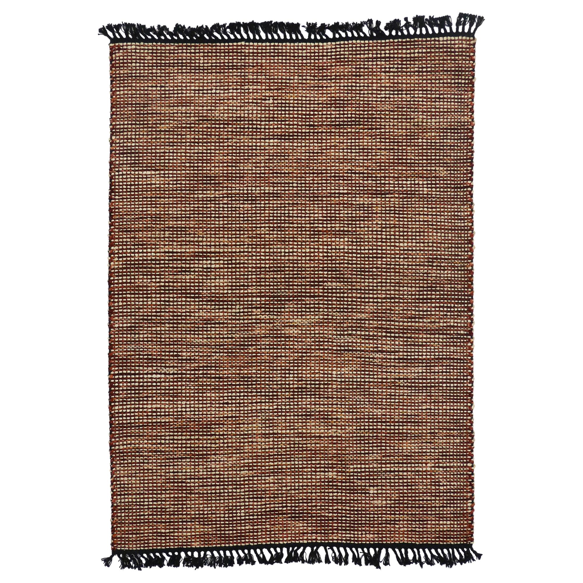 New Modern Lake House Cabin Style Dhurrie Flat-Weave Rug For Sale