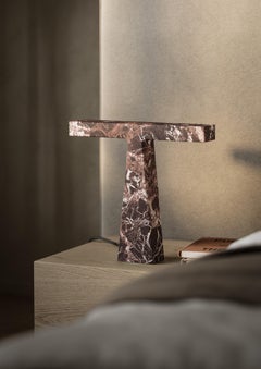 New Modern Lamp in Red Levanto Marble, creator Niko Koronis