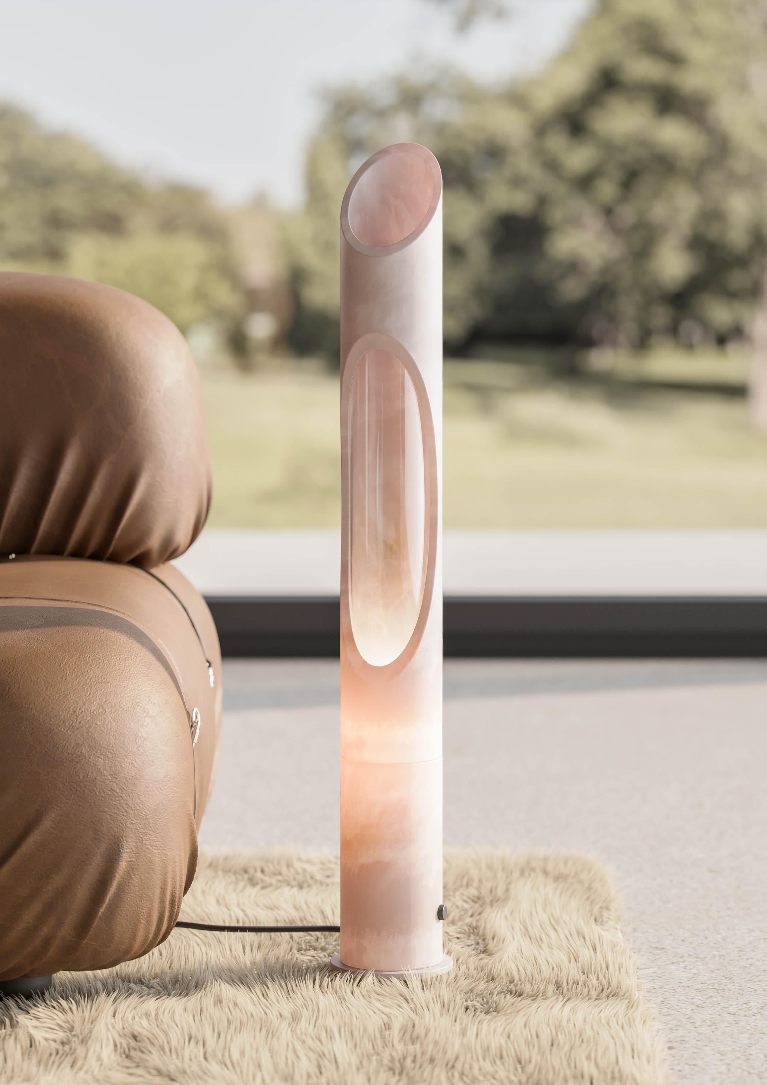 Neue moderne Lampe L aus rosa Egeo-Marmor, entworfen von Jacopo Simonetti (Italienisch) im Angebot