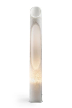 Neue moderne Lampe L aus weißem Onyxmarmor, entworfen von Jacopo Simonetti