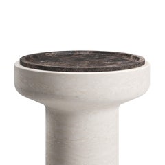 New Modern Side Table in Travertine and Marble, Designer Ivan Colominas