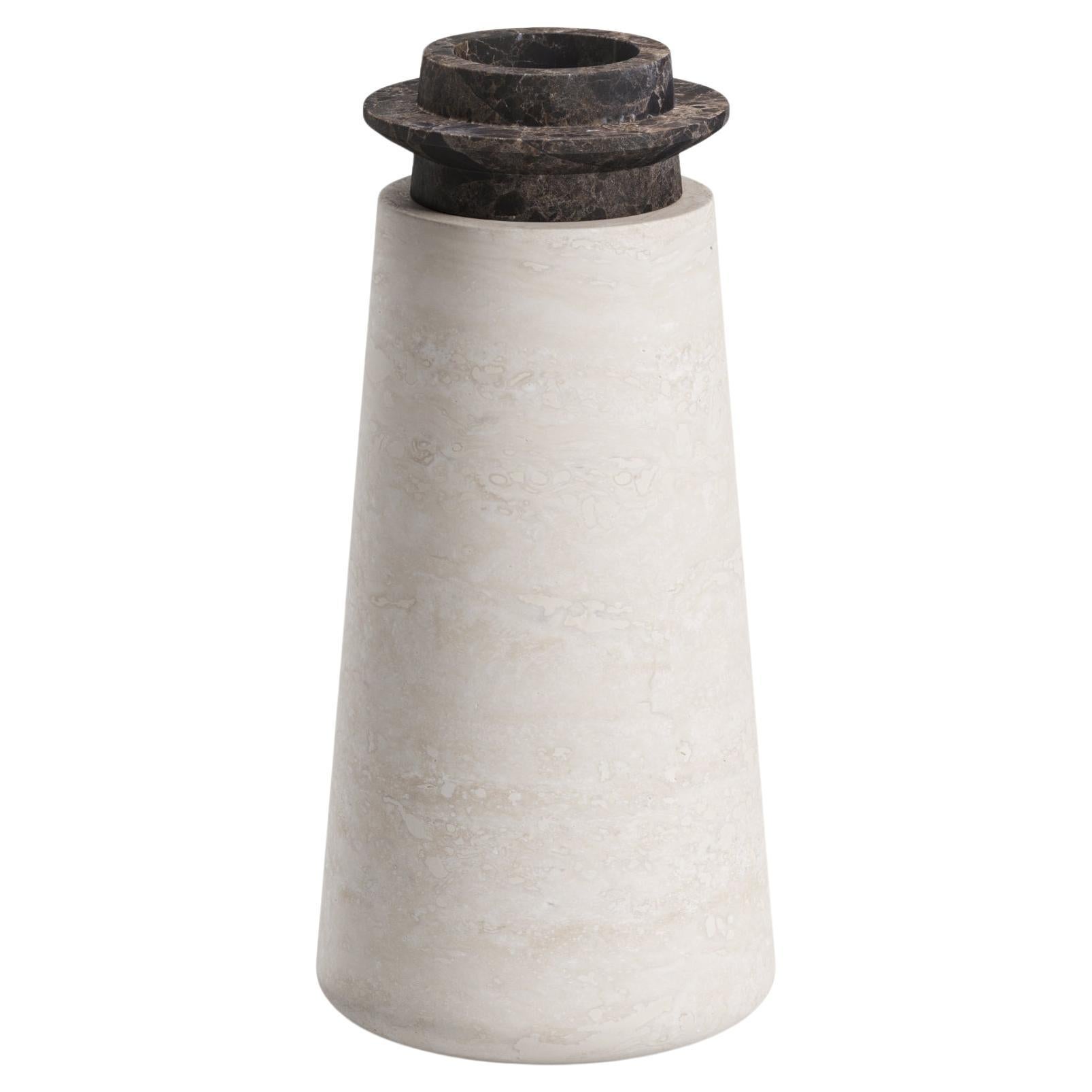 New Modern Vase in Travertine and Marble, Designer Ivan Colominas For Sale