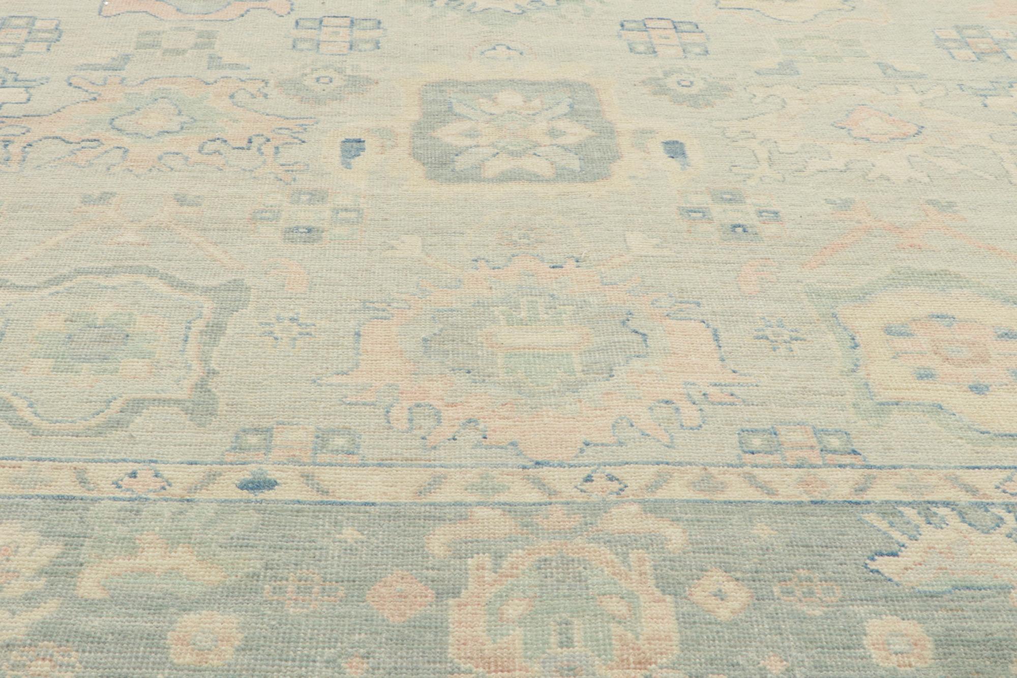 Nueva Alfombra Moderna Oushak Azul Claro de Estilo Transicional en venta 2