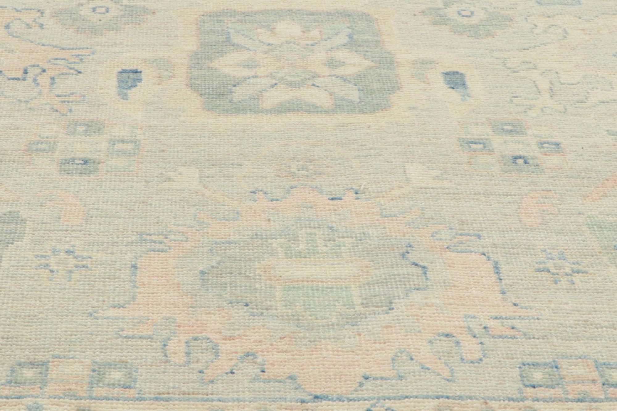 Nueva Alfombra Moderna Oushak Azul Claro de Estilo Transicional en venta 3