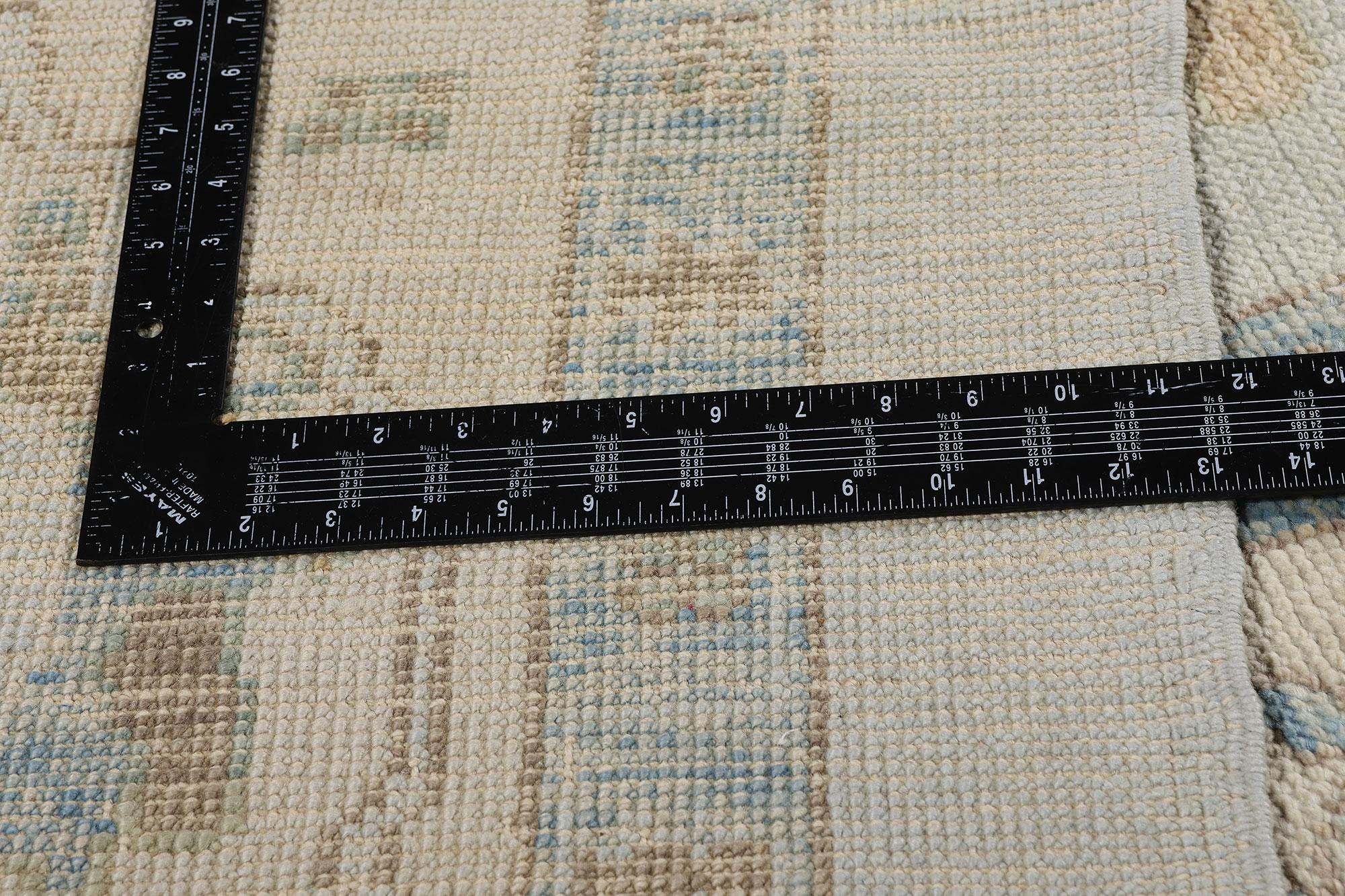 New Modern Light Blue Turkish Oushak Carpet with Contemporary Style For Sale 6