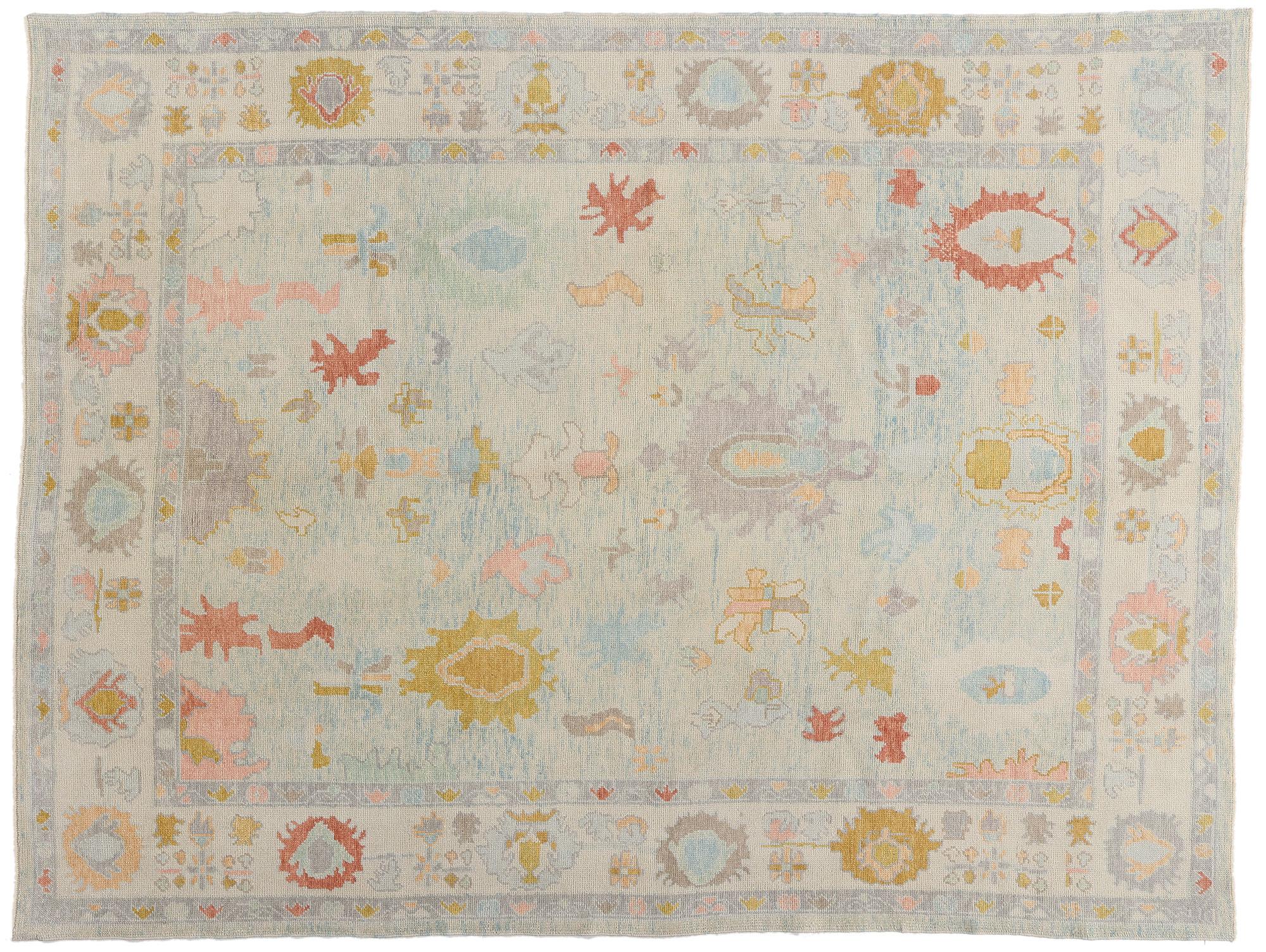 Nuovo tappeto turco Oushak moderno di colore azzurro in stile contemporaneo in vendita 4