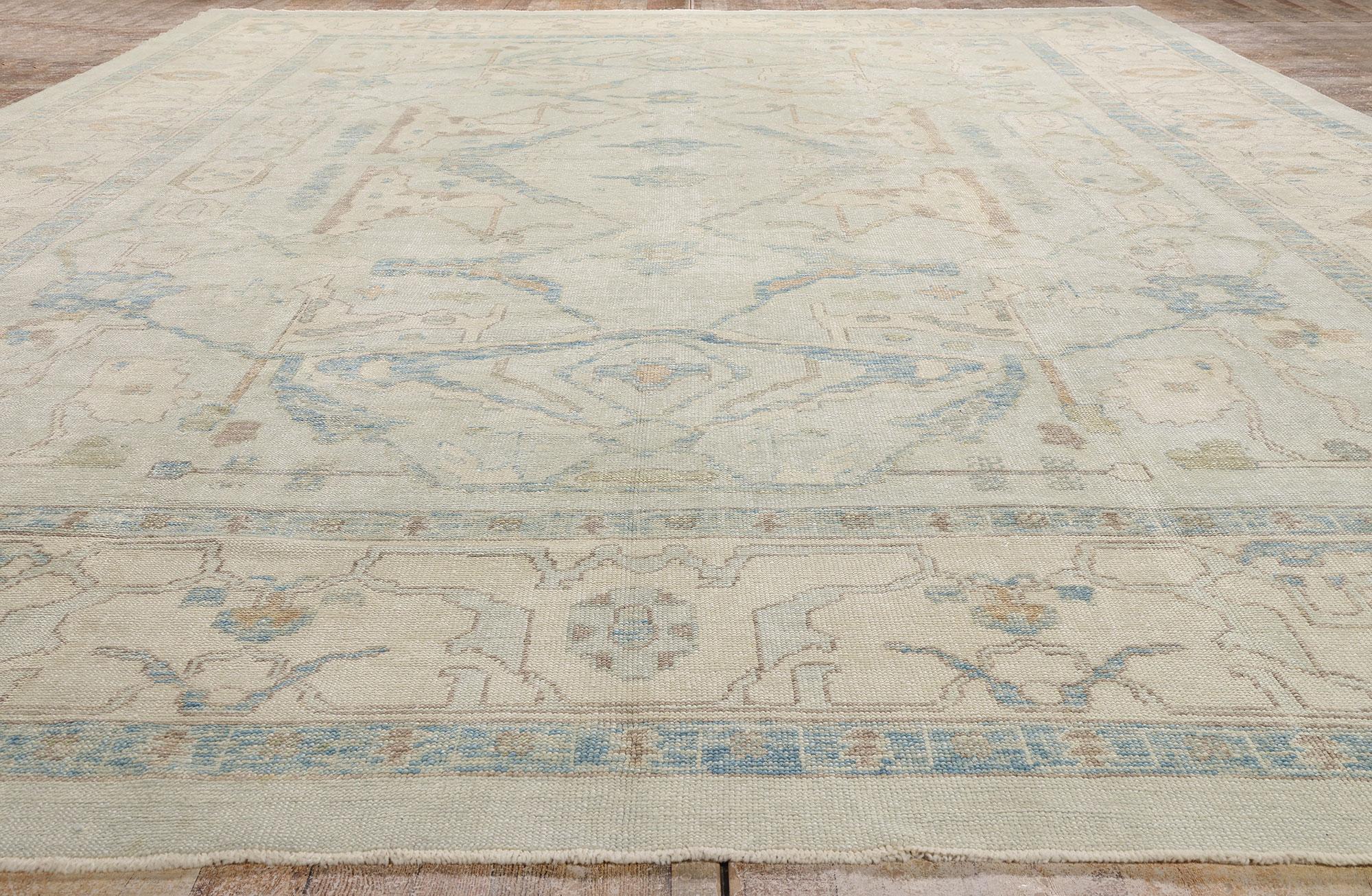 New Modern Light Blue Turkish Oushak Carpet with Contemporary Style For Sale 1