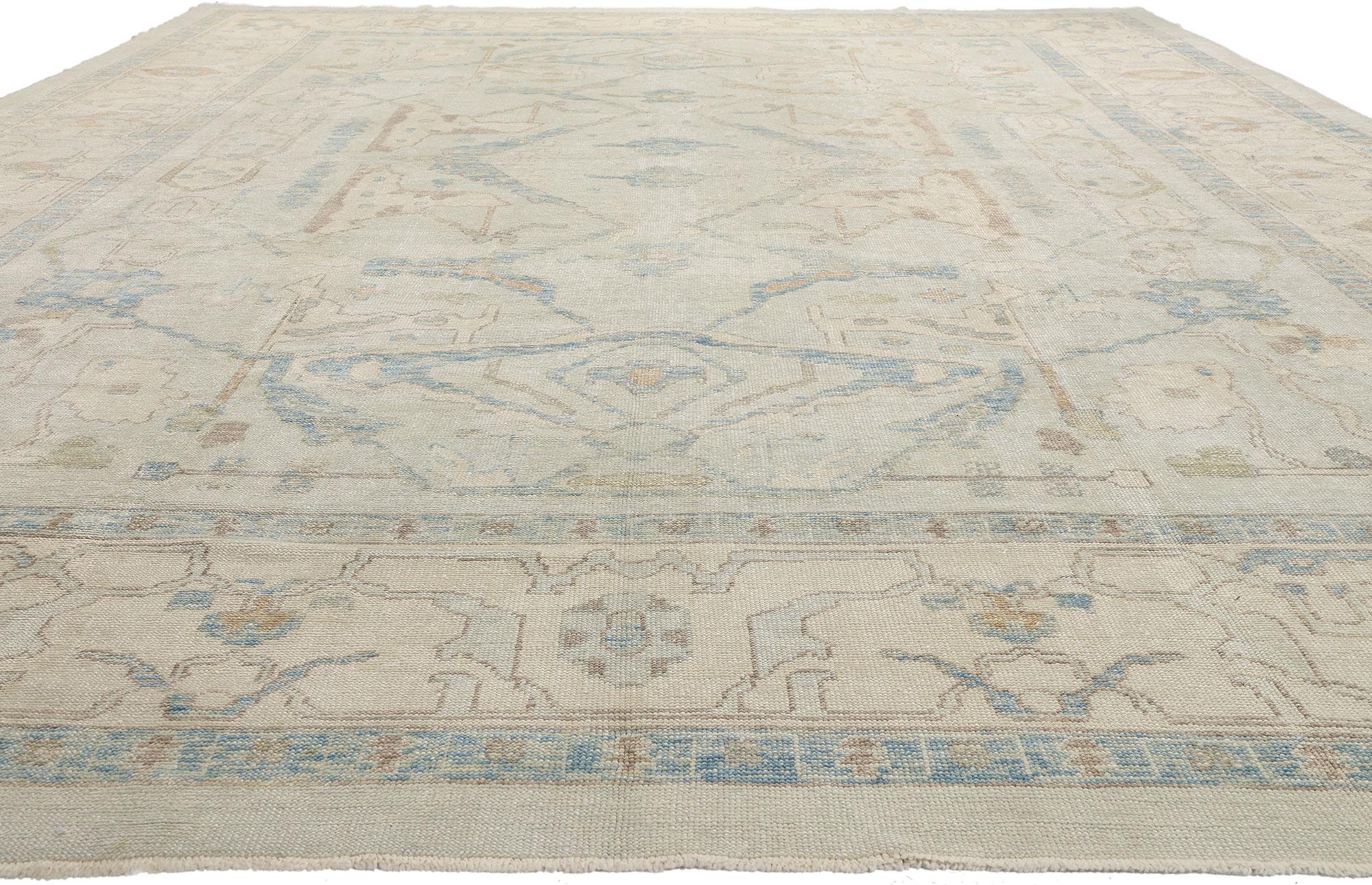 New Modern Light Blue Turkish Oushak Carpet with Contemporary Style For Sale 2