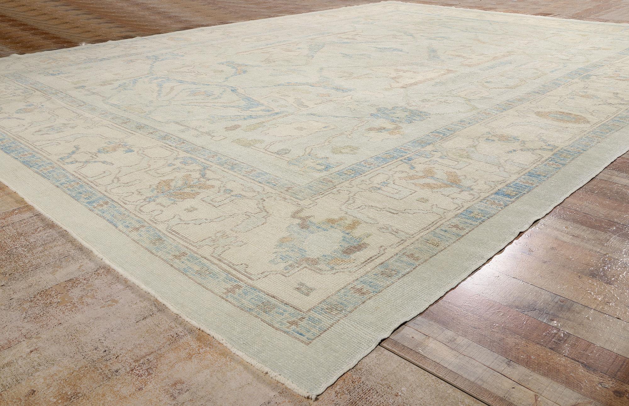 New Modern Light Blue Turkish Oushak Carpet with Contemporary Style For Sale 3