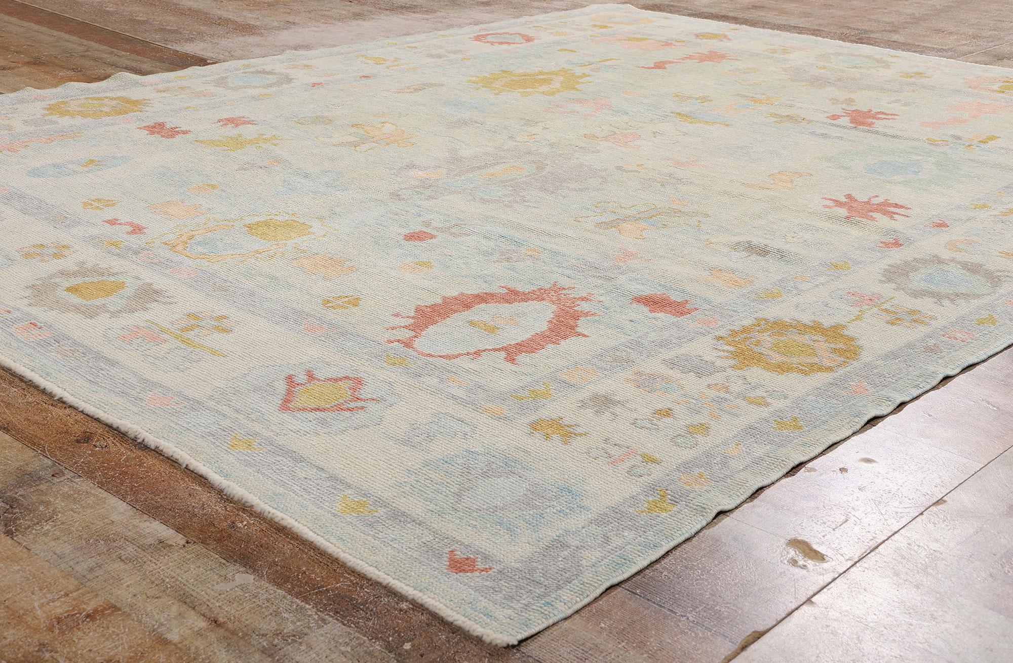 Nuovo tappeto turco Oushak moderno di colore azzurro in stile contemporaneo in vendita 1