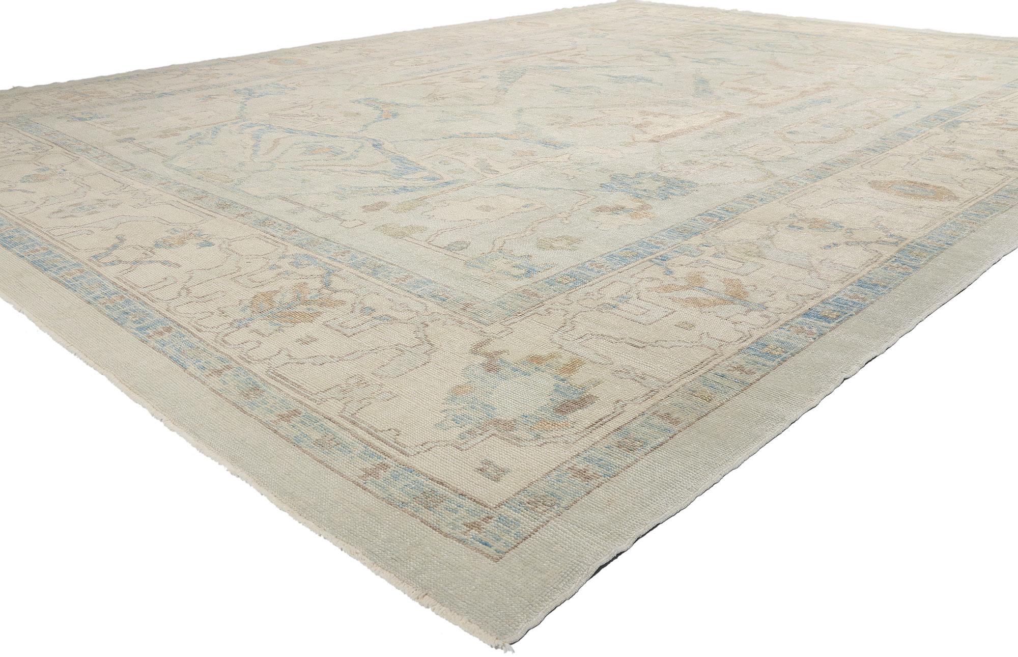 New Modern Light Blue Turkish Oushak Carpet with Contemporary Style For Sale 4