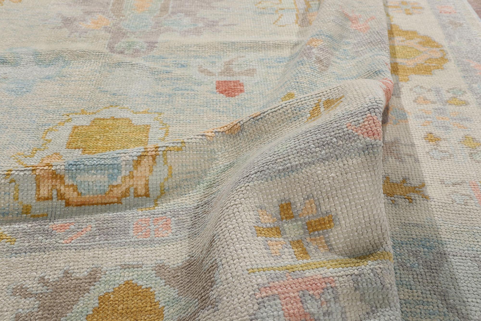 Nuovo tappeto turco Oushak moderno di colore azzurro in stile contemporaneo in vendita 2