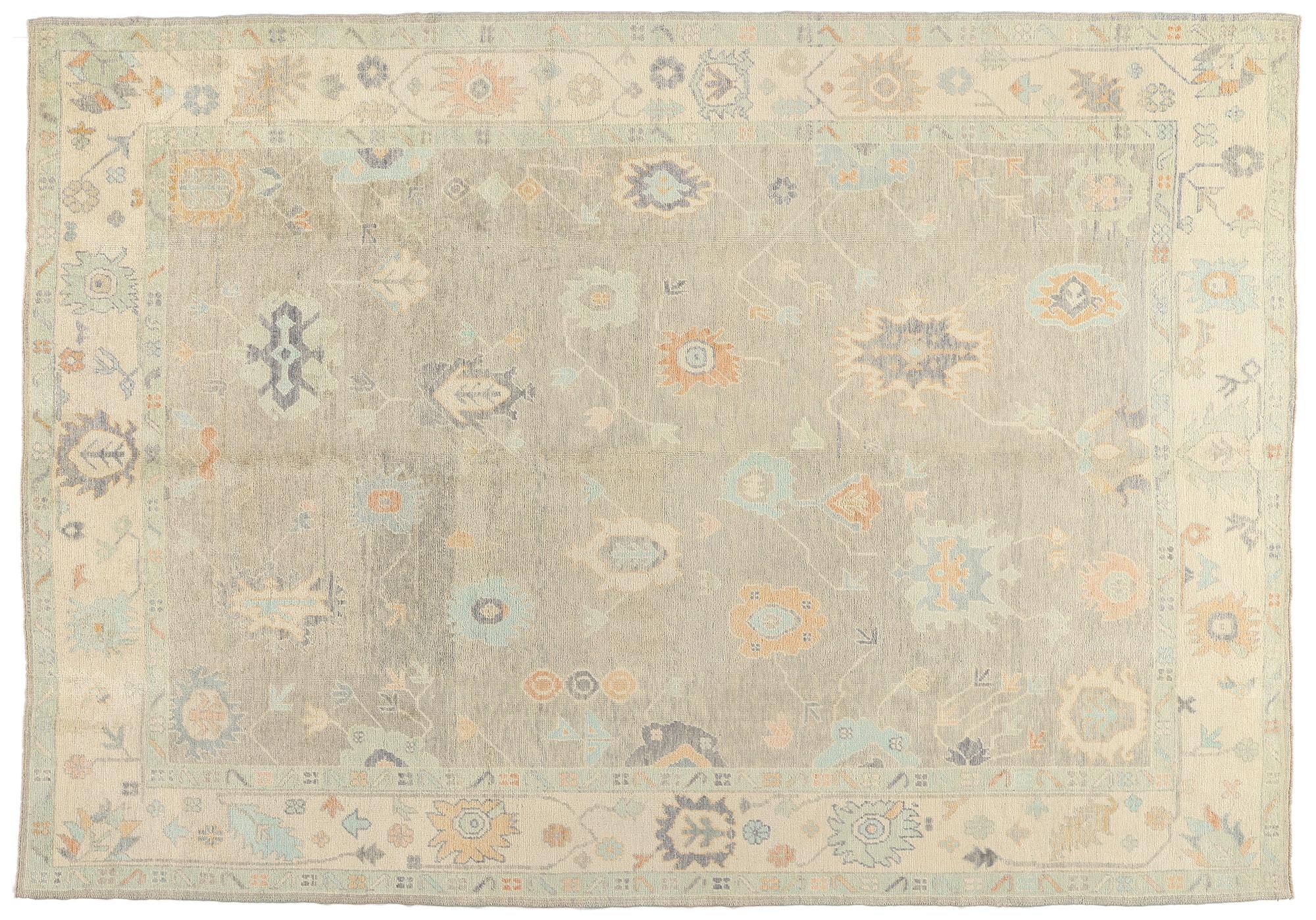 Nuovo tappeto turco Oushak grigio chiaro moderno in stile contemporaneo in vendita 3