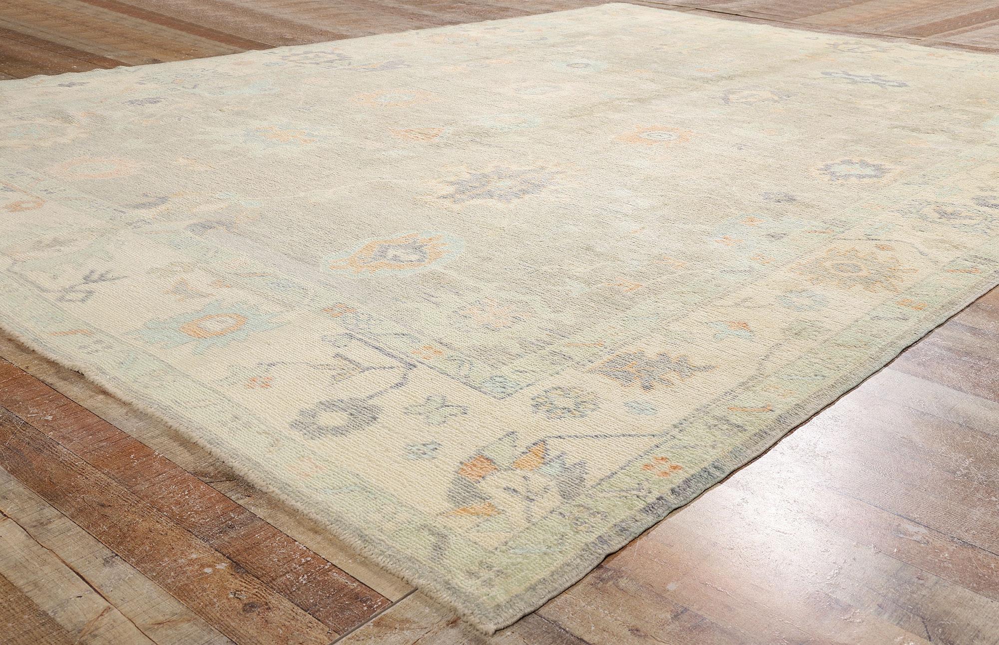 Turco Nuovo tappeto turco Oushak grigio chiaro moderno in stile contemporaneo in vendita