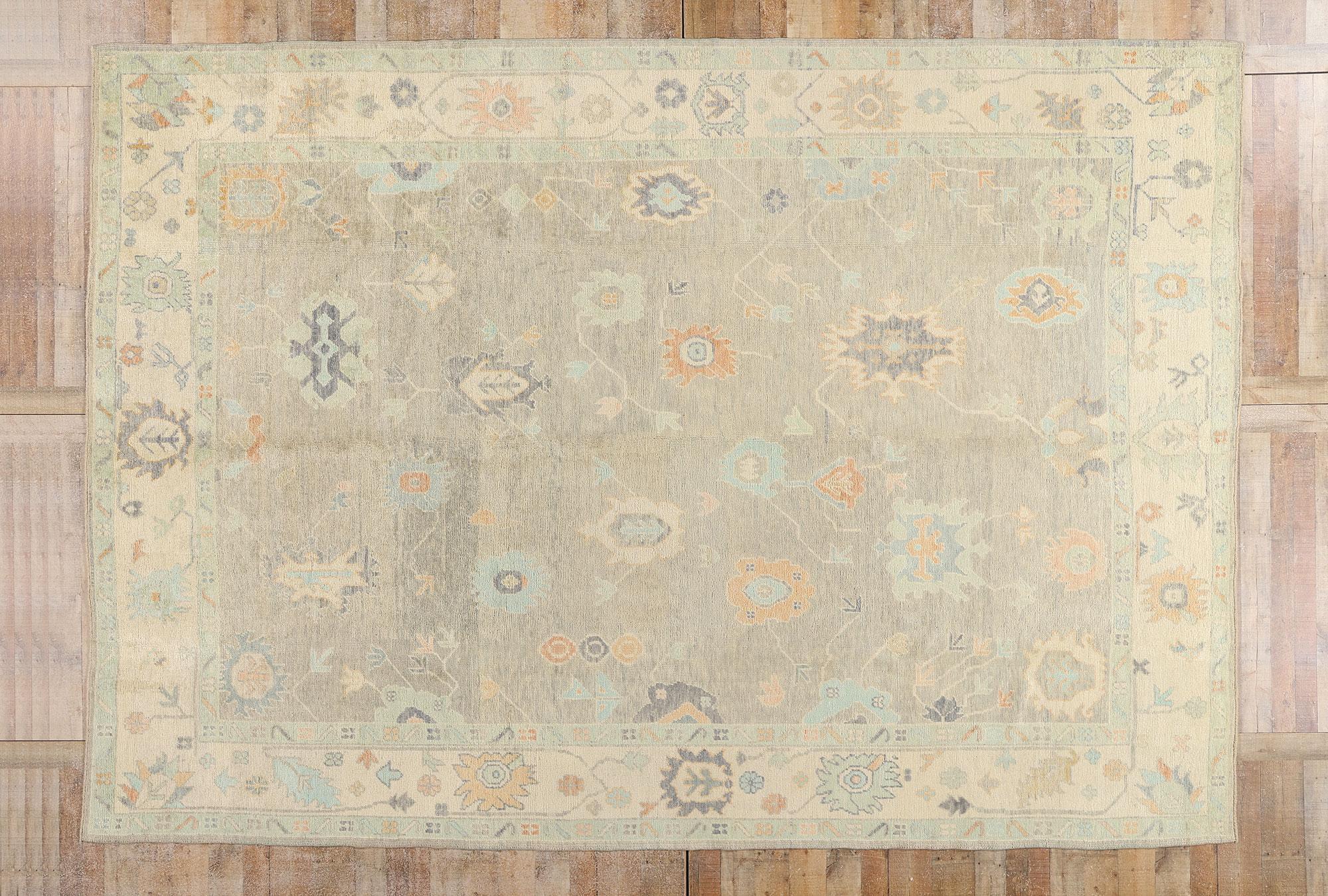 Nuovo tappeto turco Oushak grigio chiaro moderno in stile contemporaneo in vendita 2