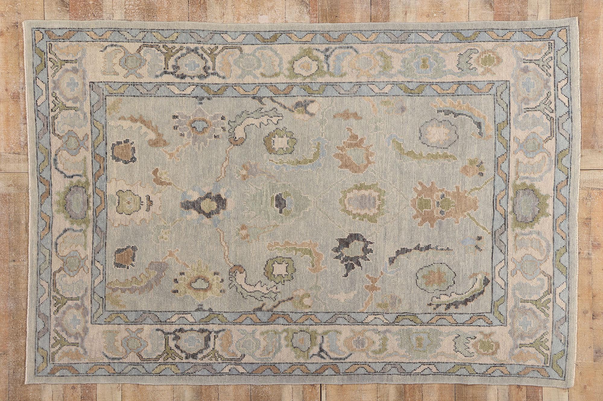 New Modern Light Gray Turkish Oushak Carpet with Transitional Style im Angebot 3