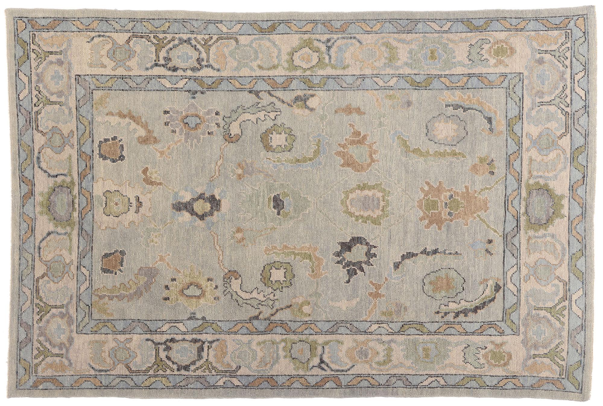 New Modern Light Gray Turkish Oushak Carpet with Transitional Style im Angebot 4