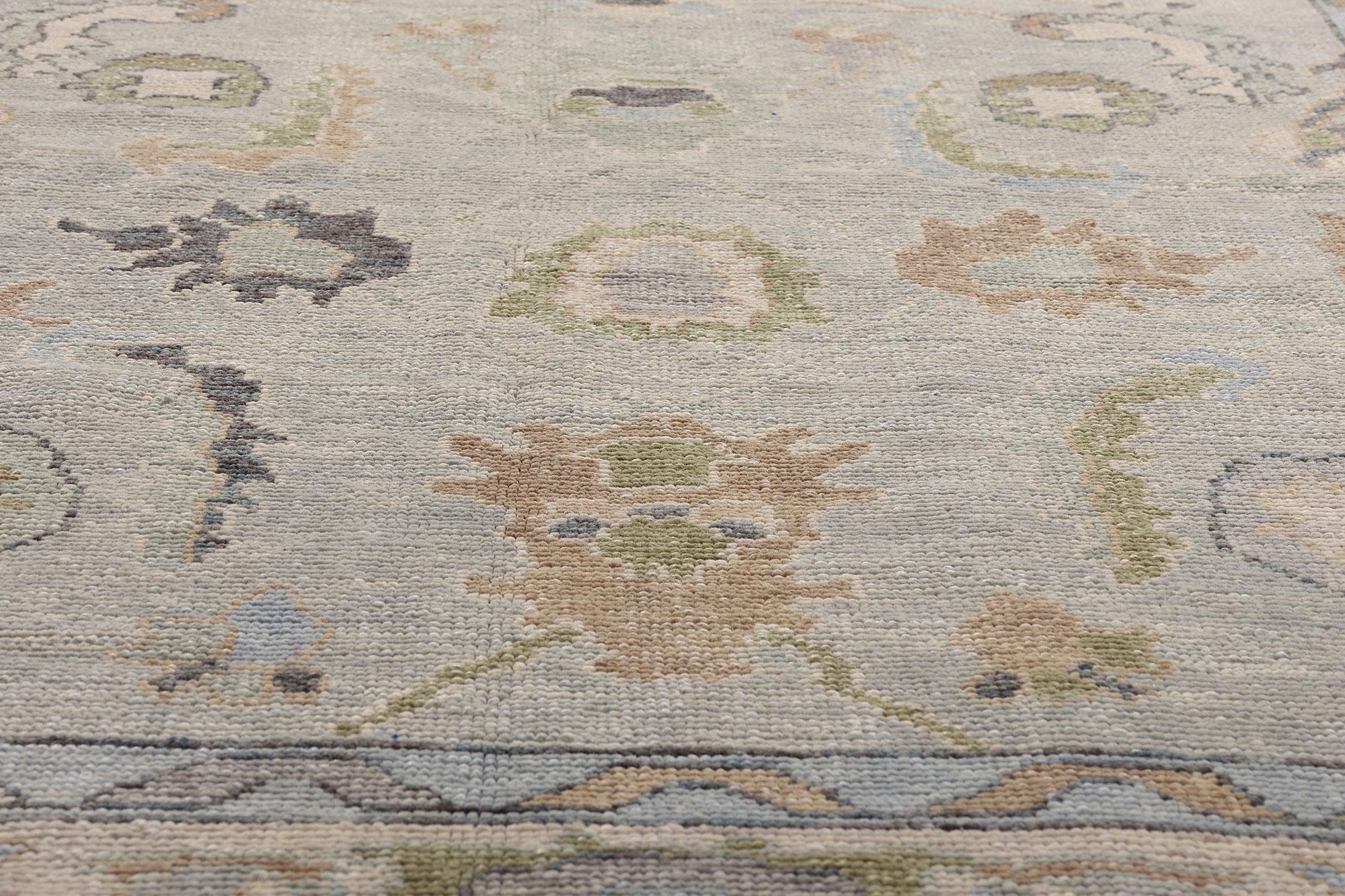 New Modern Light Gray Turkish Oushak Carpet with Transitional Style im Angebot 1