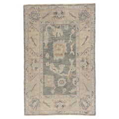 New Modern Light Gray Turkish Oushak Carpet with Transitional Style