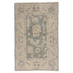 New Modern Light Gray Turkish Oushak Carpet with Transitional Style