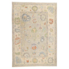 Nuovo Tappeto Oushak Turco Grigio Chiaro Moderno con Stile Transizionale