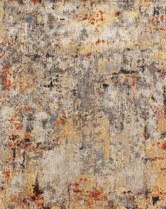 New Modern Mesa Hand-Knotted Wool & Silk Rug, 9' x 12', India