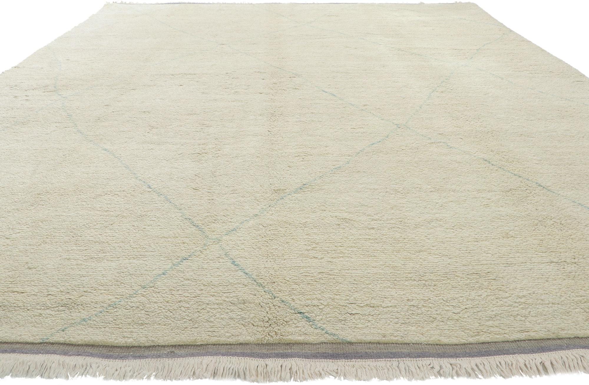 Indian Organic Modern Moroccan Area Rug, Cozy Cohesiveness Meets Minimalist Boho Chic For Sale