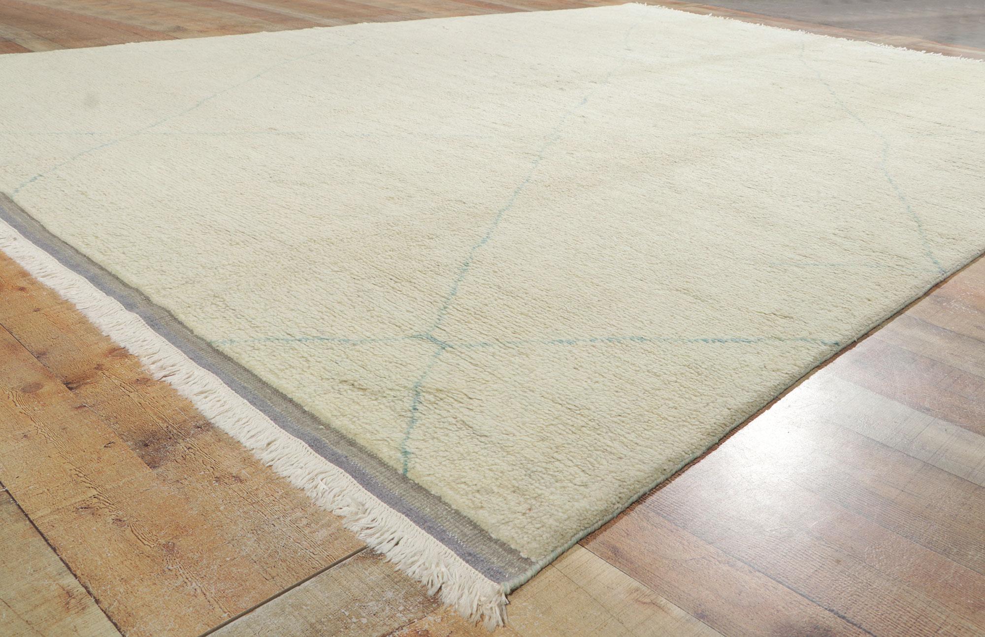 Organic Modern Moroccan Area Rug, Cozy Cohesiveness Meets Minimalist Boho Chic For Sale 1