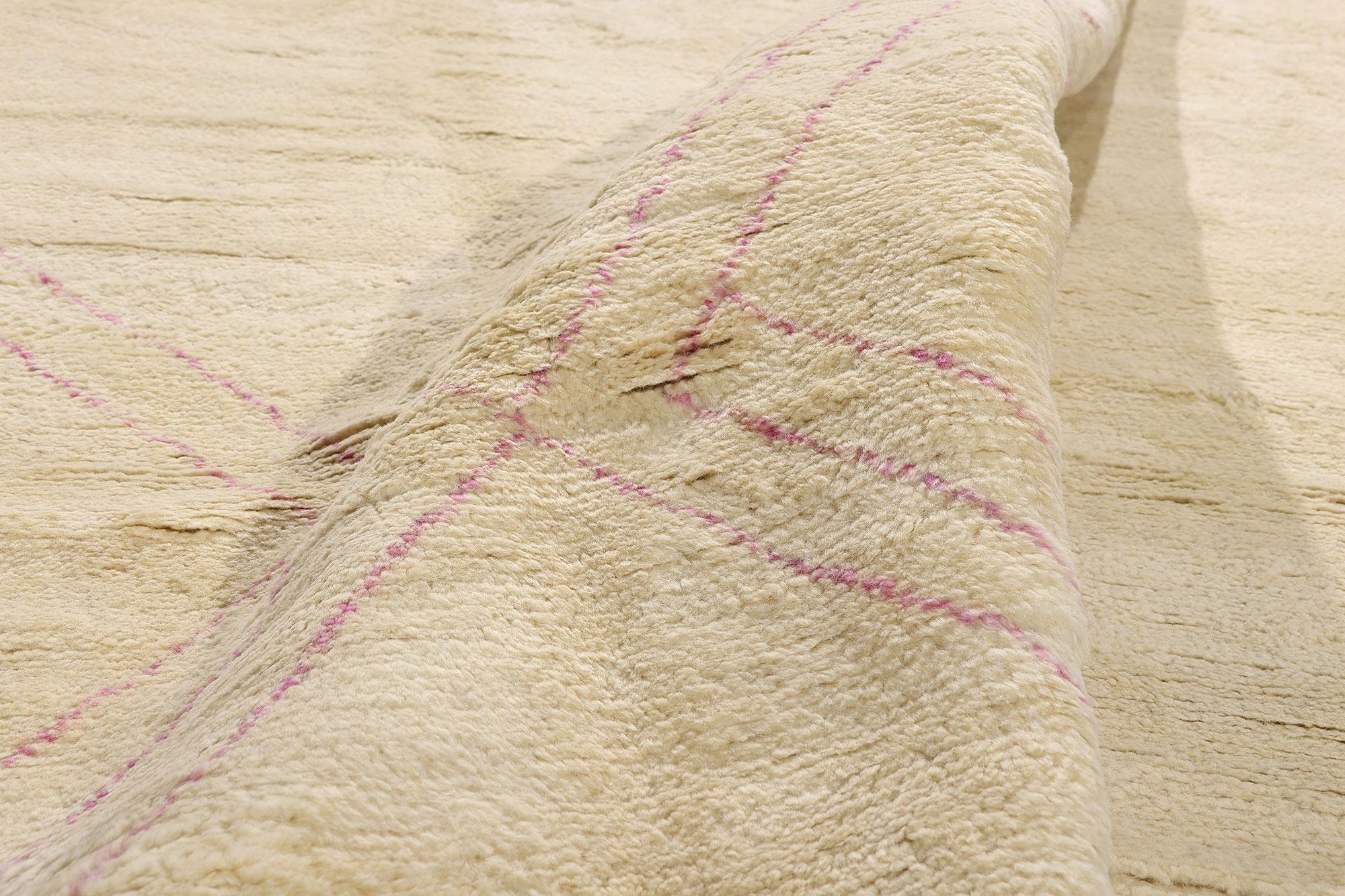 Zeitgenössischer Teppich im marokkanischen Stil mit minimalistischem böhmischem Stil (Wolle) im Angebot