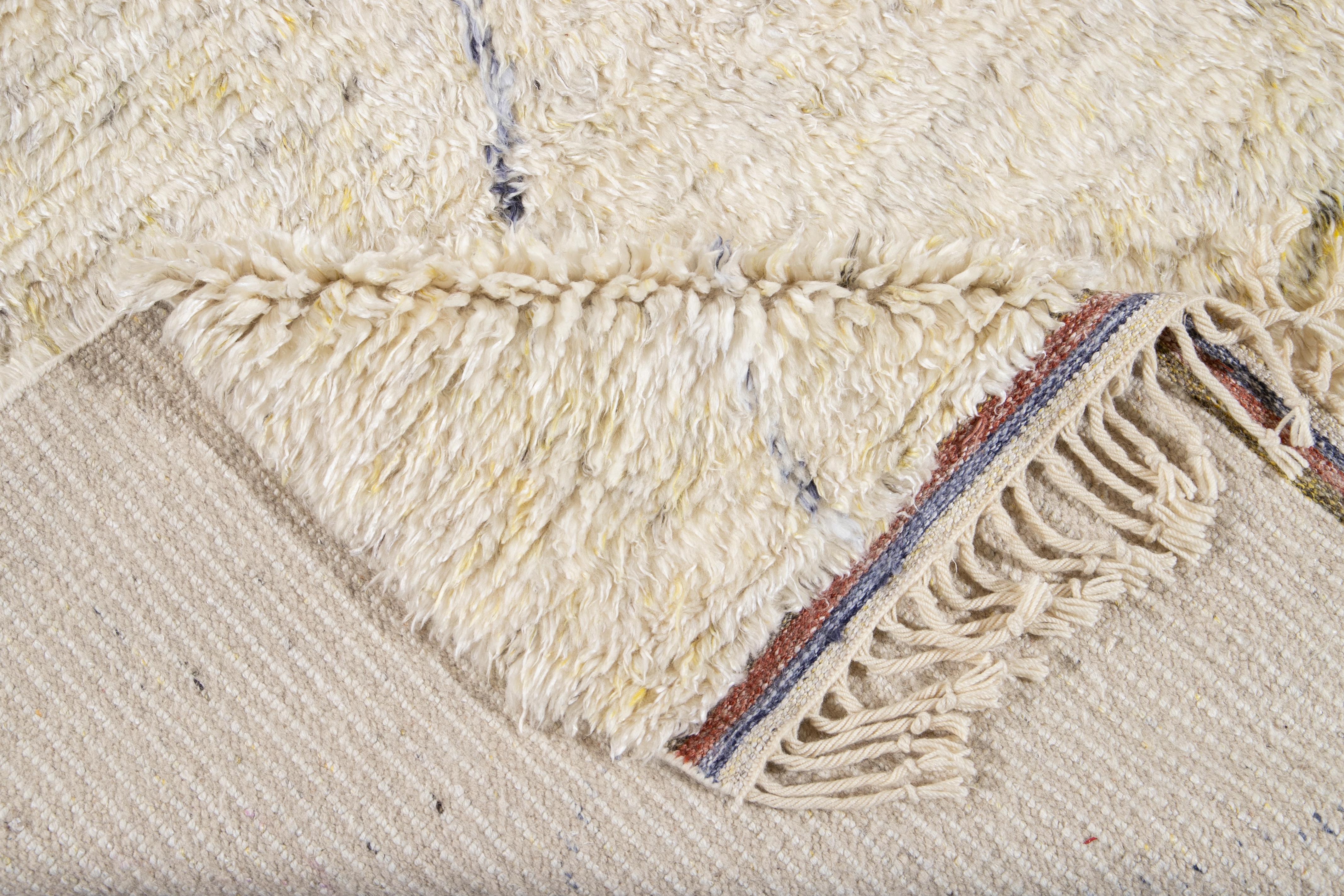 Contemporary New Modern Moroccan Tribal Handmade Wool Rug