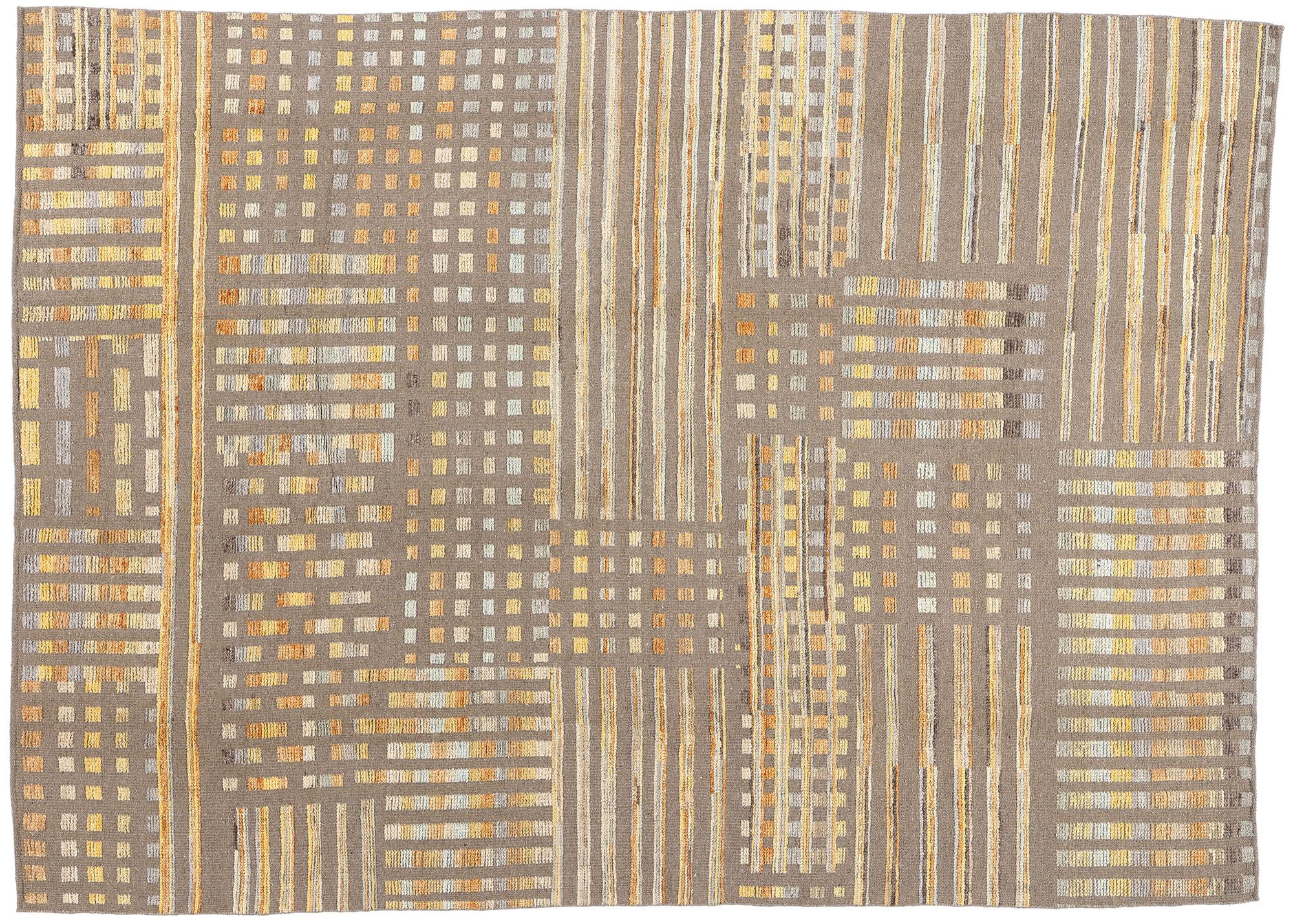 New Modern Mosaic High Low Textured Carpet mit erhabenem Design im Angebot 2