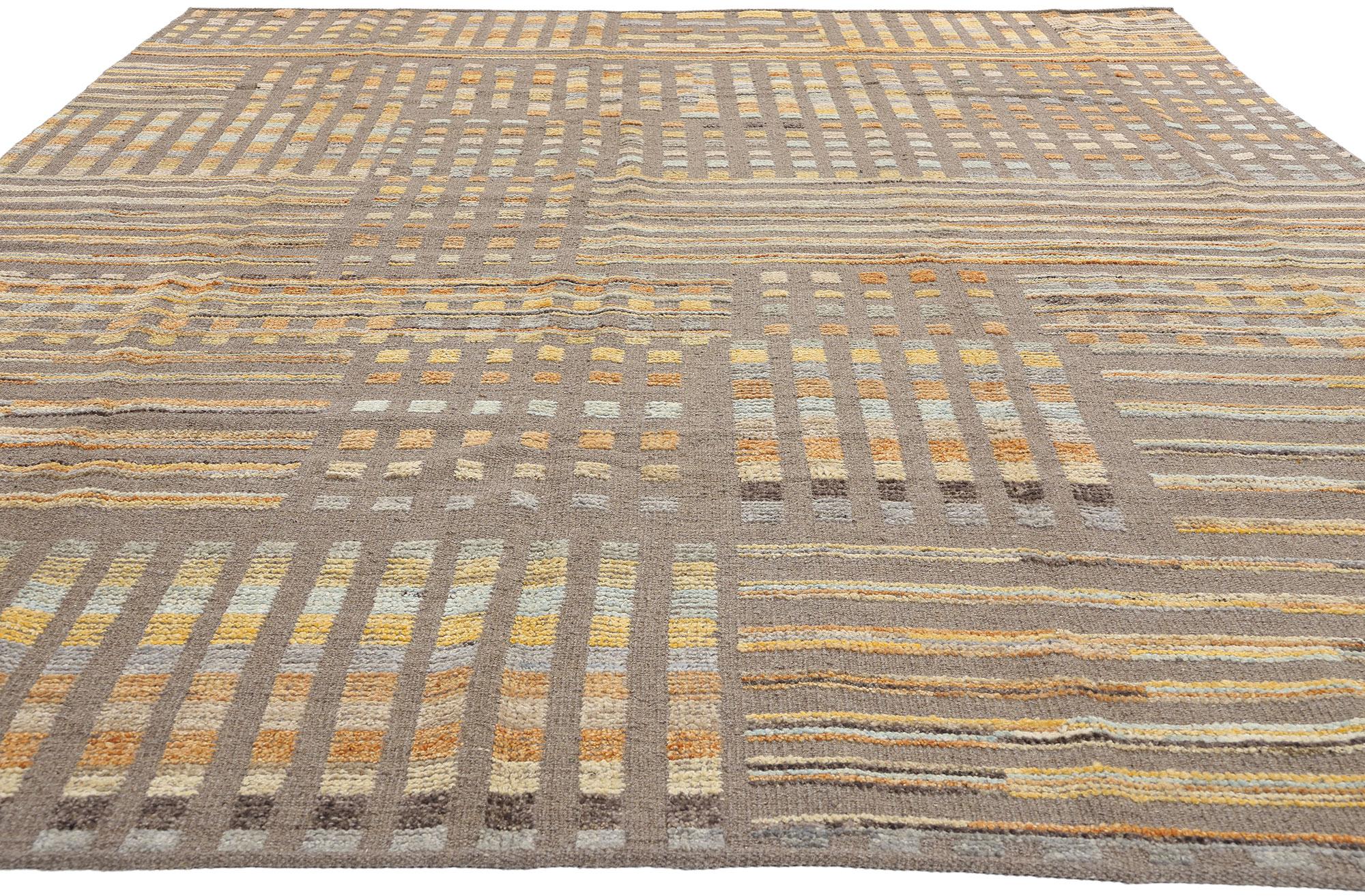 New Modern Mosaic High Low Textured Carpet mit erhabenem Design (Ästhetizismus) im Angebot
