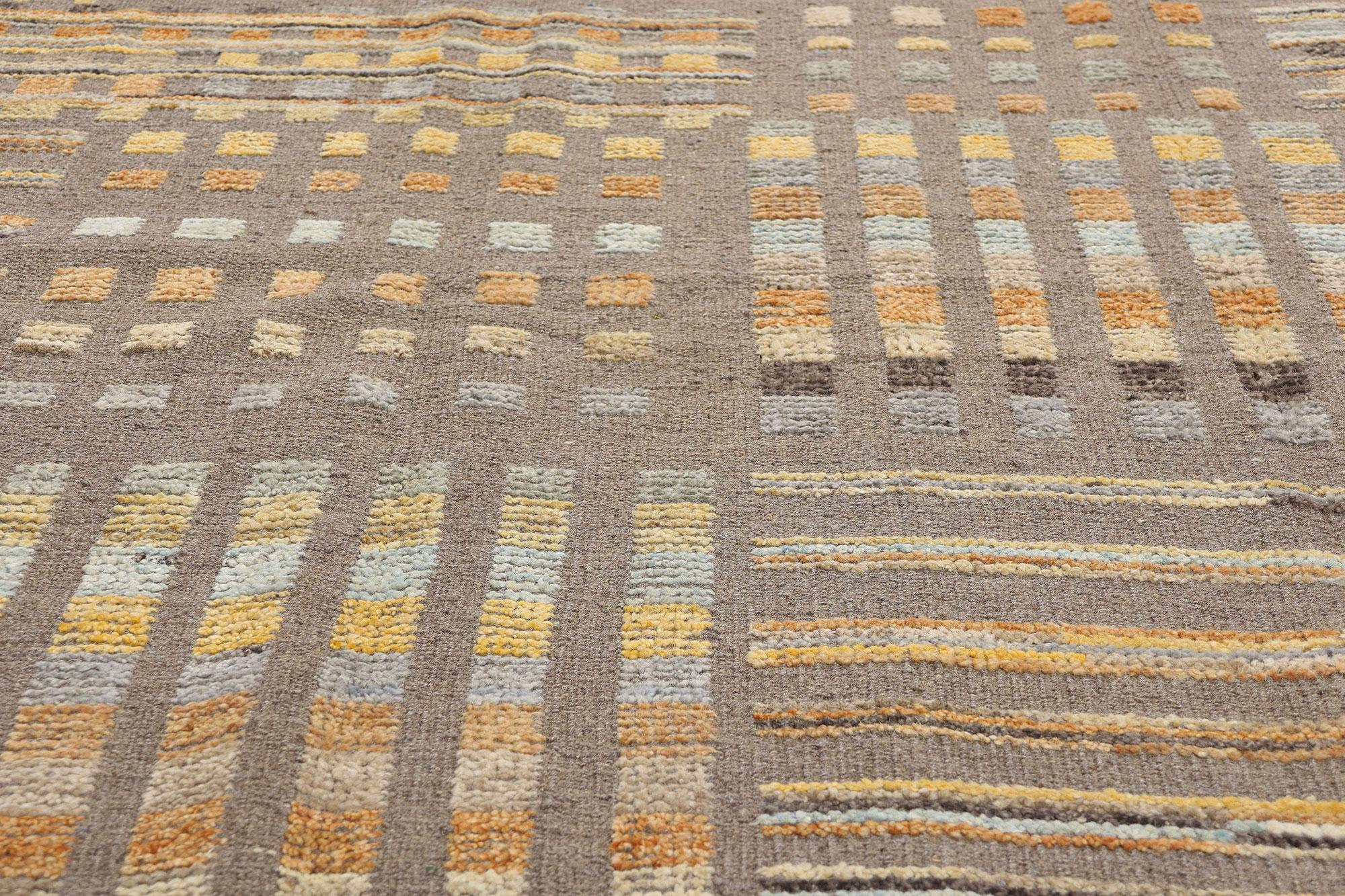 New Modern Mosaic High Low Textured Carpet mit erhabenem Design (Handgeknüpft) im Angebot