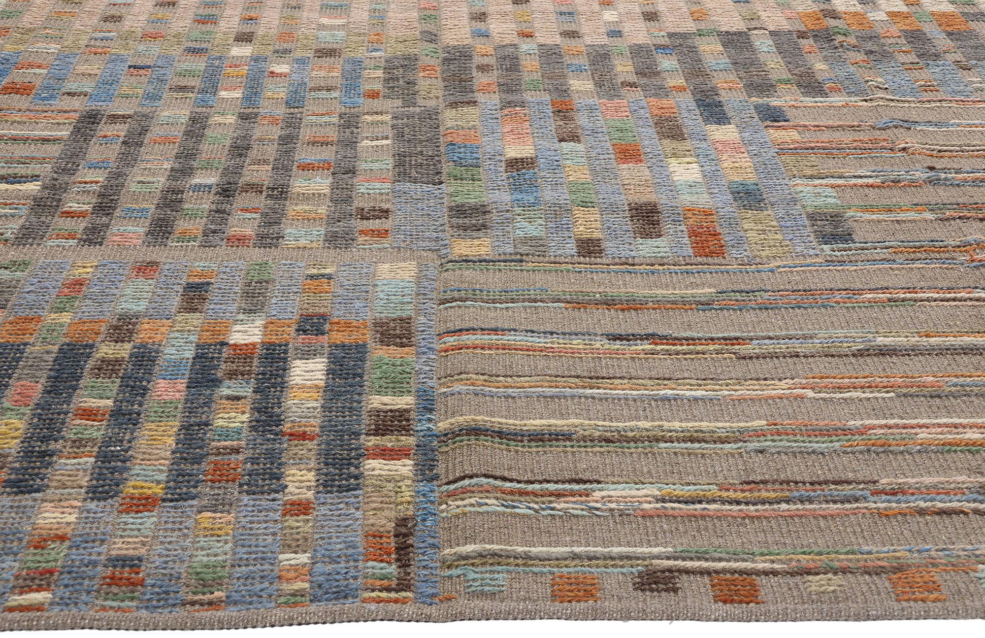New Modern Mosaic High Low Textured Carpet mit erhabenem Design im Zustand „Neu“ im Angebot in Dallas, TX
