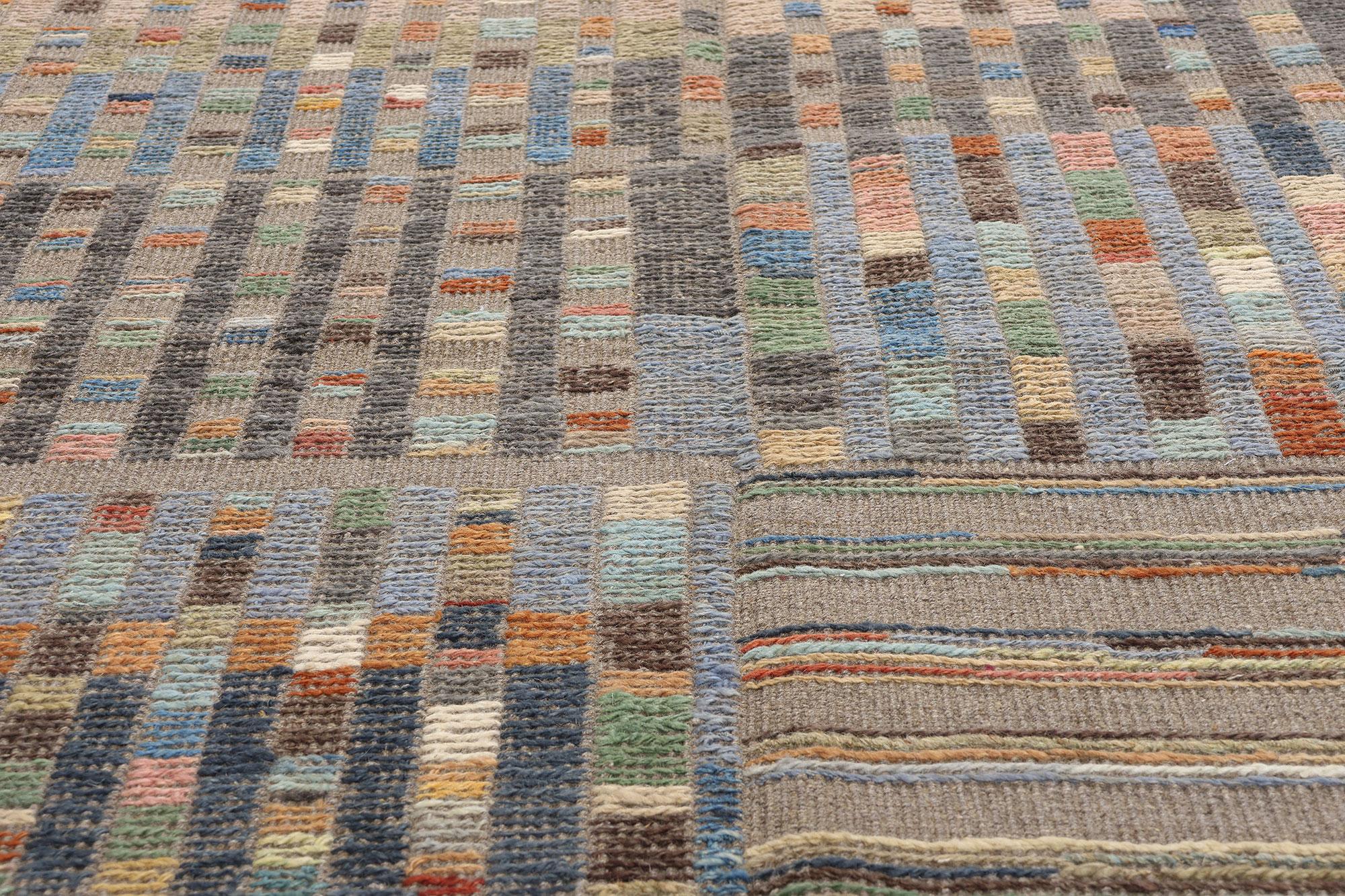 New Modern Mosaic High Low Textured Carpet mit erhabenem Design (21. Jahrhundert und zeitgenössisch) im Angebot