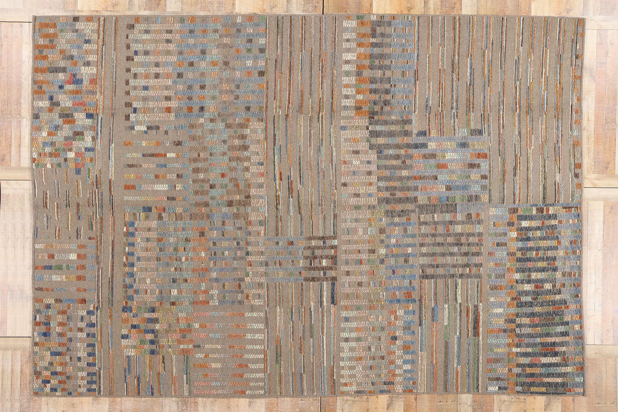 New Modern Mosaic High Low Textured Carpet mit erhabenem Design im Angebot 1