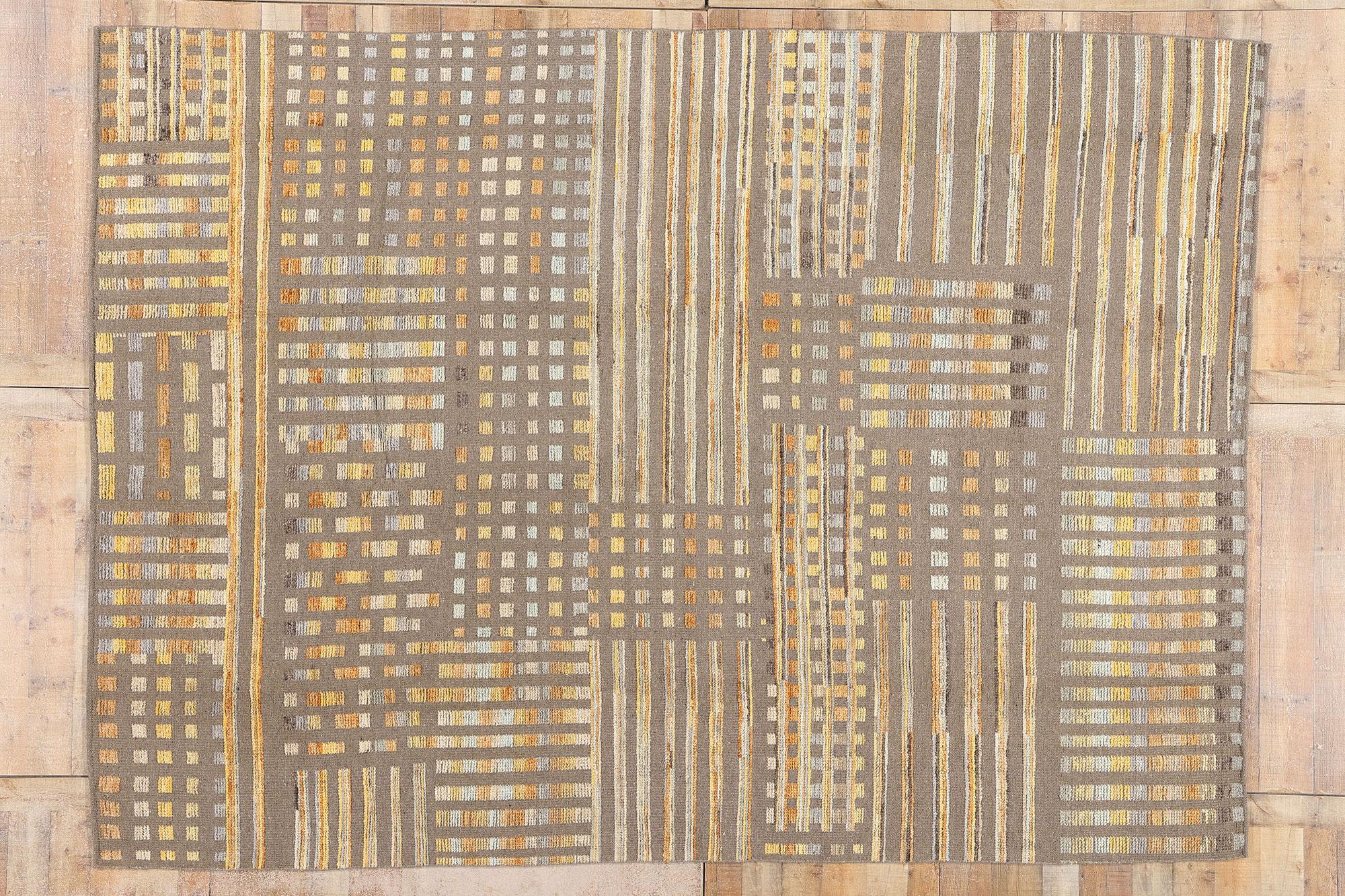 New Modern Mosaic High Low Textured Carpet mit erhabenem Design im Angebot 1