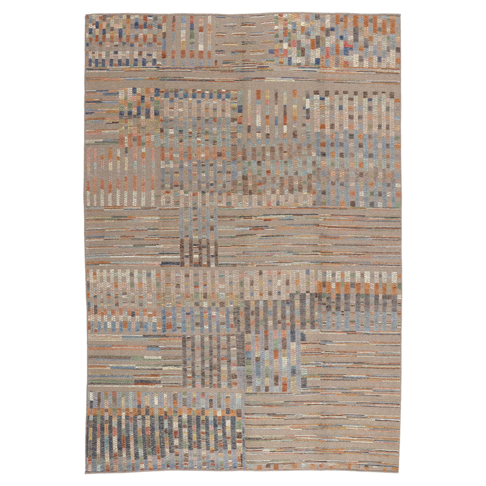 Nuovo Tappeto moderno a mosaico alto e basso con disegno a rilievo