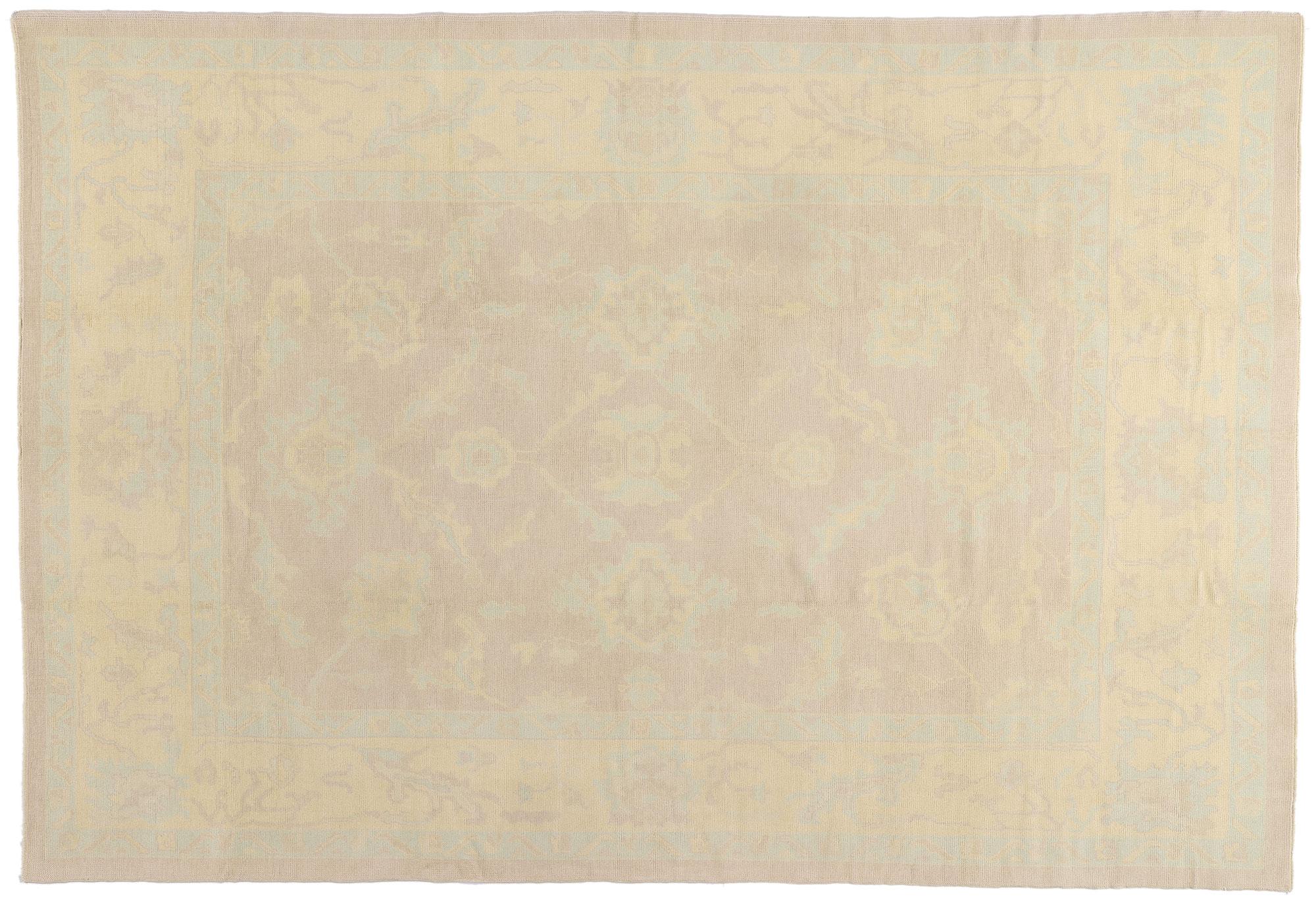 New Modern Muted Turkish Oushak Carpet with Traditional Style For Sale 3