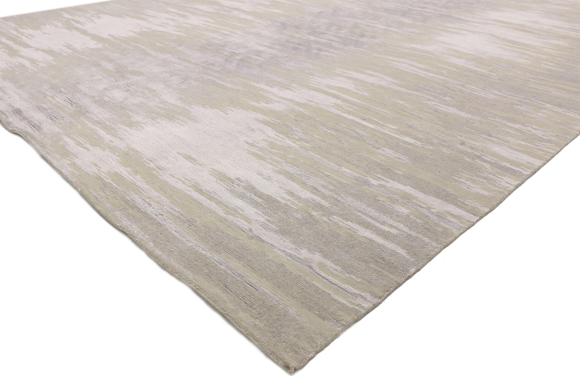 30469, New Nordic Ombré Area Rug with Neutral Colors and Hygge Scandi Style. Effortless tranquility meets the eye in this balanced Hygge Scandi style Ombré area rug. Calm and collected hues and softly gradated striations run selvage to selvage in