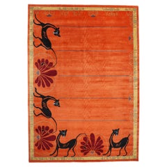 New Modern Orange Chinese Art Deco Rug, 10'00 x 14'01
