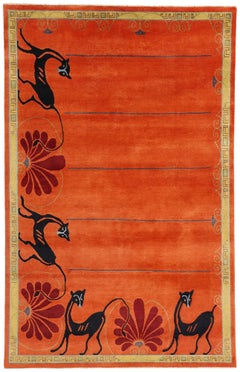 Tappeto moderno arancione in stile Art Deco cinese