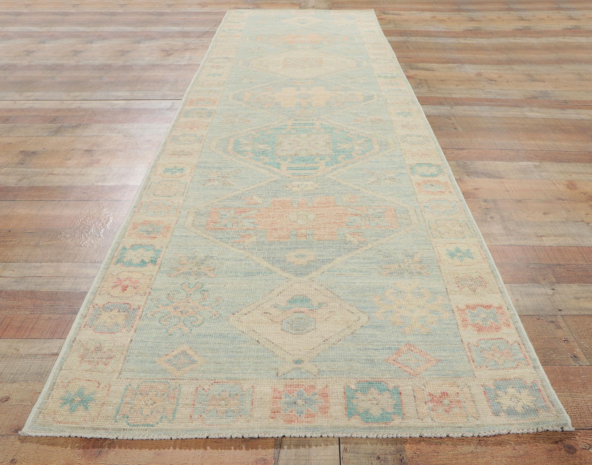 New Modern Oushak Rug with Contemporary Style and Soft Pastel Colors For Sale 1