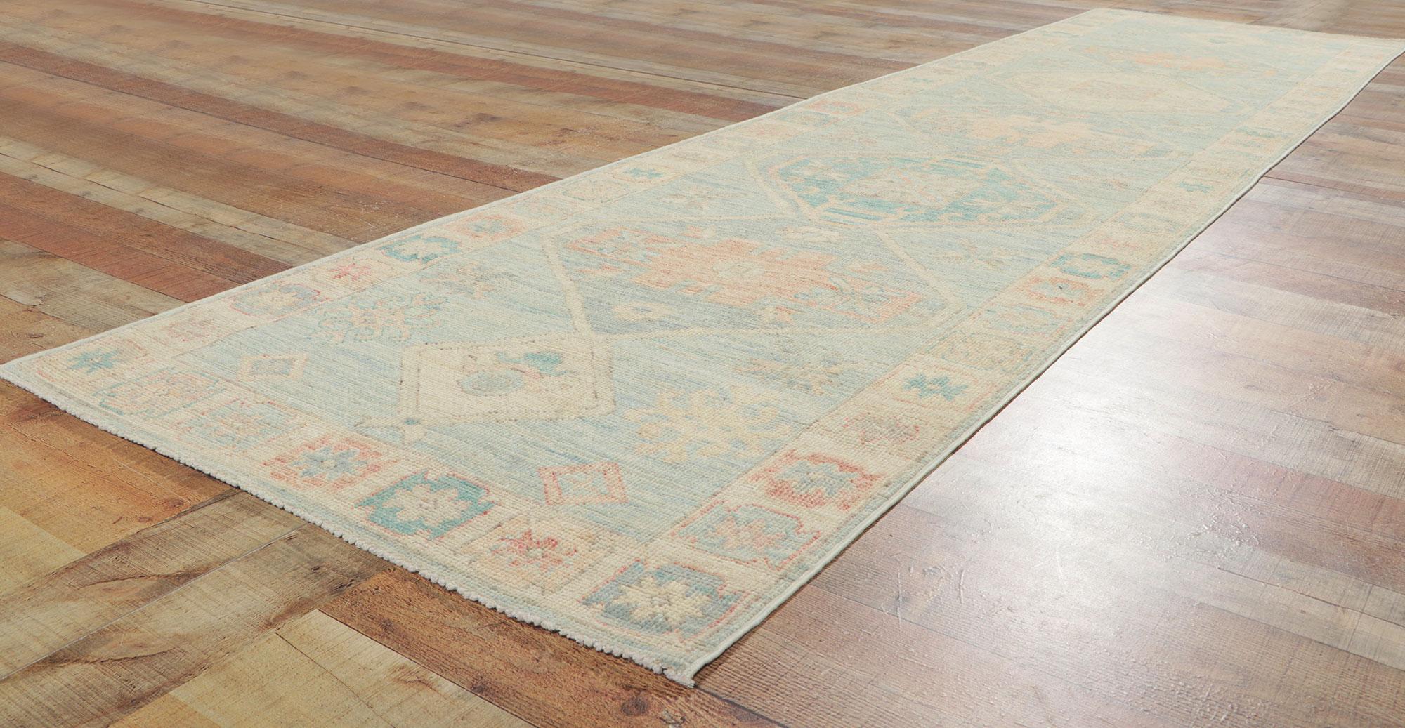 New Modern Oushak Rug with Contemporary Style and Soft Pastel Colors For Sale 2