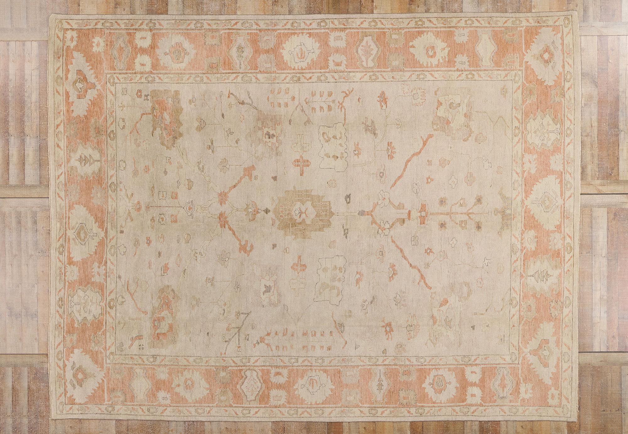 New Modern Oushak Rug with Traditional Style For Sale 9