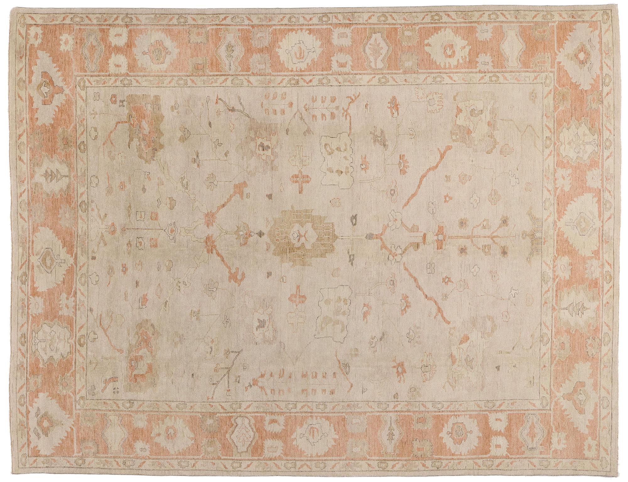 New Modern Oushak Rug with Traditional Style For Sale 11